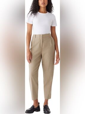 NWT Frank and Oak High-Rise Tailored Linen & Cotton Pants in Beige
